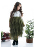 Ivory Lace Forest Green Tulle Ruffle Tiered Flower Girl Dress